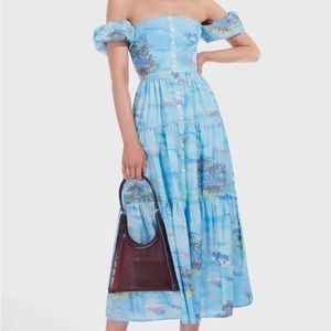 Staud Elio Dress in blue island print
